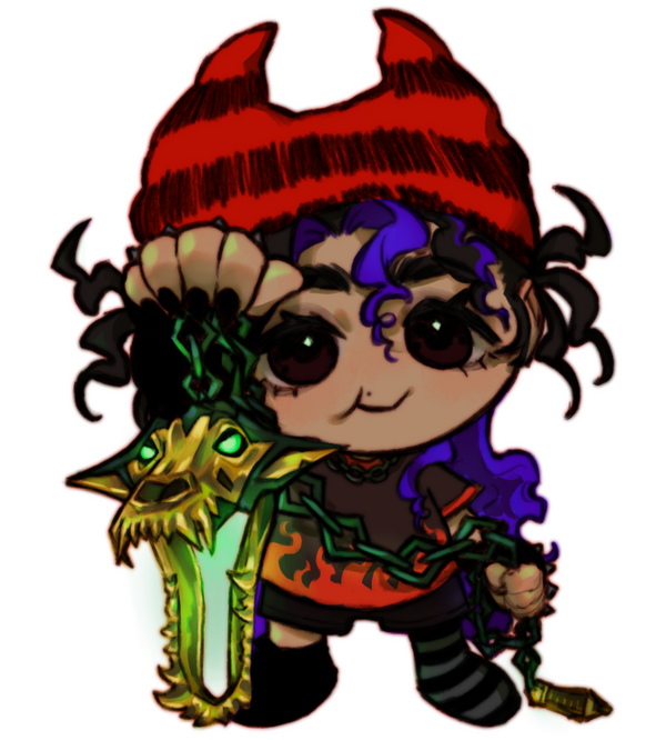 mini Thami segurando uma corrente.